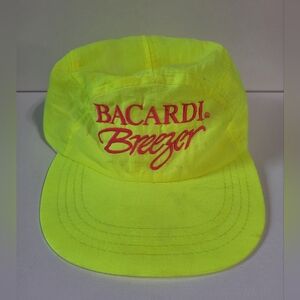 Vintage 90s Bacardi Breezer Neon Yellow Nylon Advertising Hat